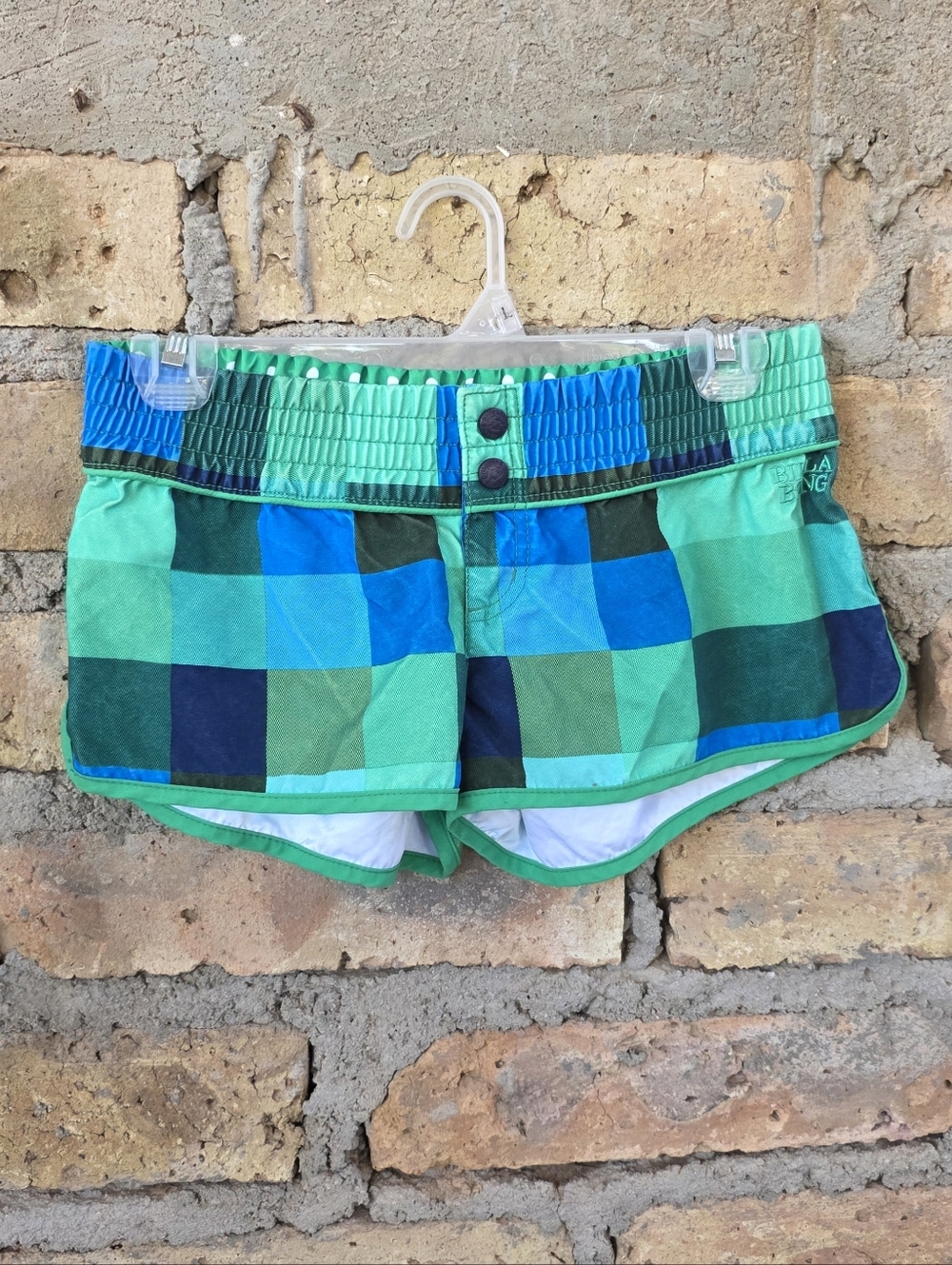 Billabong Plaid Board Shorts Blue & Green Women’s Size Medium